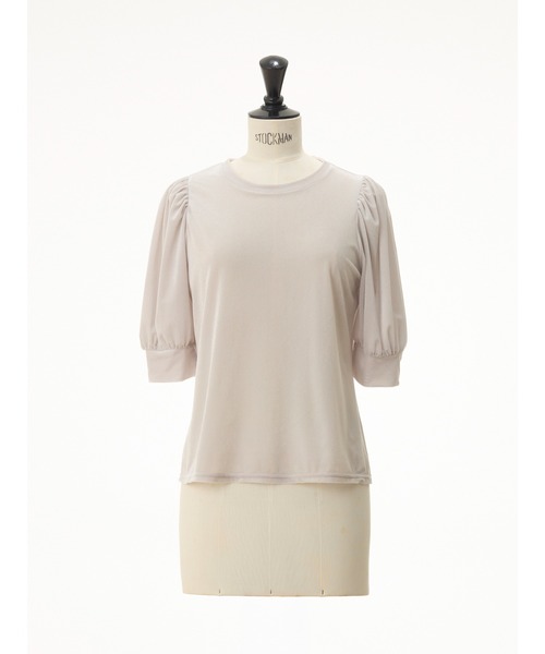 STRAWBERRY-FIELDS（ストロベリーフィールズ）の「【雑誌掲載アイテム】シアーベロア_シアーベロアギャザースリーブトップス（Tシャツ/カットソー・レディース・ブラック/グレイッシュベージュ/ピンク・2）」の17枚目の写真