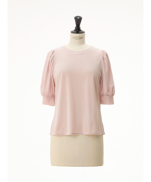 STRAWBERRY-FIELDS（ストロベリーフィールズ）の「【雑誌掲載アイテム】シアーベロア_シアーベロアギャザースリーブトップス（Tシャツ/カットソー・レディース・ブラック/グレイッシュベージュ/ピンク・2）」の18枚目の写真