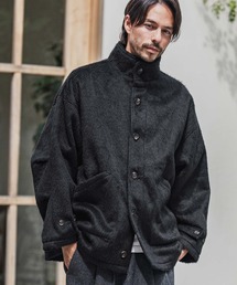 CAMBIO(JrI)mj10925-Shaggy Melton Stand Collar Military Jacket ~^[WPbg(~^[WPbg)