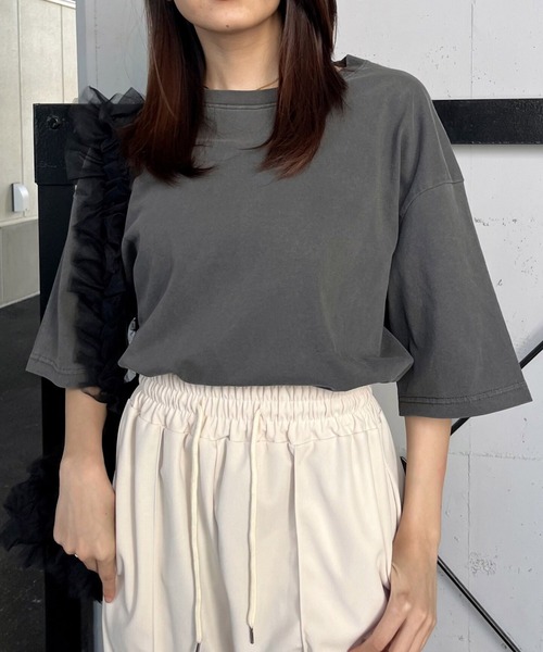 DOUBLE STEAL(ダブルスティール)の「ピグメントBIG Tシャツ(Tシャツ/カットソー・メンズ・アイボリー/サックスブルー/チャコールグレー・MEDIUM/LARGE)」の6枚目の写真
