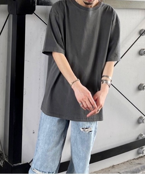 DOUBLE STEAL(ダブルスティール)の「ピグメントBIG Tシャツ(Tシャツ/カットソー・メンズ・アイボリー/サックスブルー/チャコールグレー・MEDIUM/LARGE)」の10枚目の写真