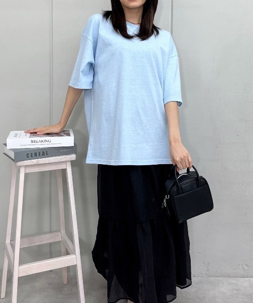 DOUBLE STEAL(ダブルスティール)の「ピグメントBIG Tシャツ(Tシャツ/カットソー・メンズ・アイボリー/サックスブルー/チャコールグレー・MEDIUM/LARGE)」の15枚目の写真