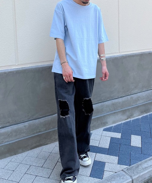 DOUBLE STEAL(ダブルスティール)の「ピグメントBIG Tシャツ(Tシャツ/カットソー・メンズ・アイボリー/サックスブルー/チャコールグレー・MEDIUM/LARGE)」の18枚目の写真