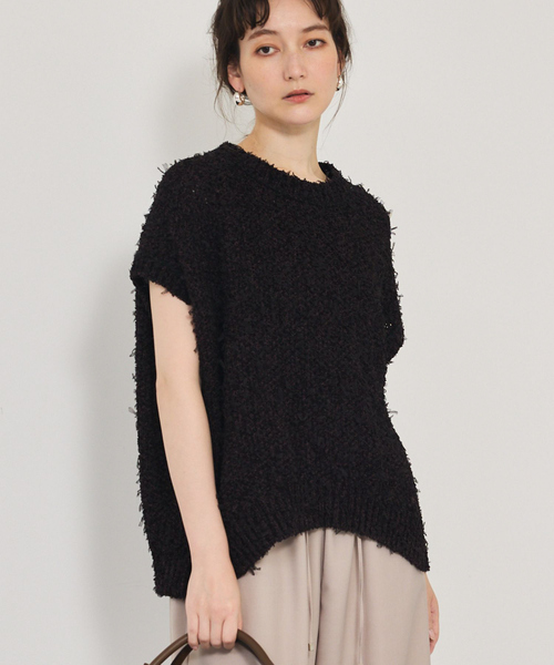 qualite（カリテ）の「チュールフェザーニット（ニット/セーター・レディース・オフホワイト/ダークブラウン・フリー）」の2枚目の写真