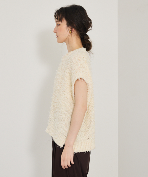 qualite（カリテ）の「チュールフェザーニット（ニット/セーター・レディース・オフホワイト/ダークブラウン・フリー）」の9枚目の写真