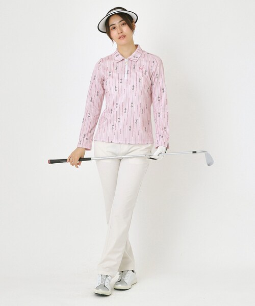 adabat（アダバット）の「【吸水速乾】ビットストライプ長袖ポロシャツ（ポロシャツ・レディース・ピンク系1/ネイビー系・42/38/40/36）」の5枚目の写真