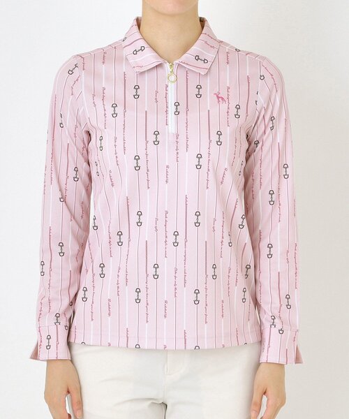 adabat（アダバット）の「【吸水速乾】ビットストライプ長袖ポロシャツ（ポロシャツ・レディース・ピンク系1/ネイビー系・42/38/40/36）」の12枚目の写真