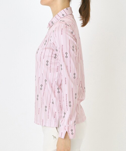 adabat（アダバット）の「【吸水速乾】ビットストライプ長袖ポロシャツ（ポロシャツ・レディース・ピンク系1/ネイビー系・42/38/40/36）」の13枚目の写真