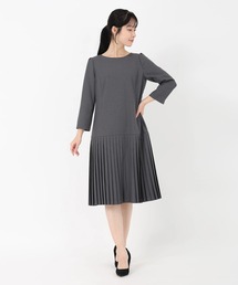 STRAWBERRY-FIELDS | Linonシャンブレー_バックシャンプリーツドッキングワンピース(ワンピース)