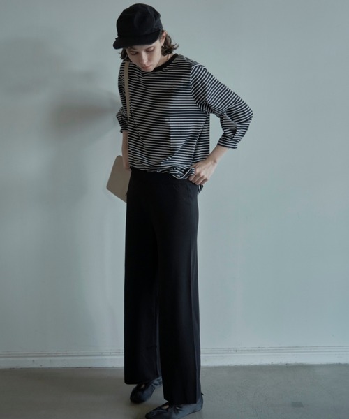 ALORA THE WAY(アロラザウェイ)の「stretch knit wide pants(その他パンツ・レディース・ブラック/ベージュ・FREE)」の4枚目の写真