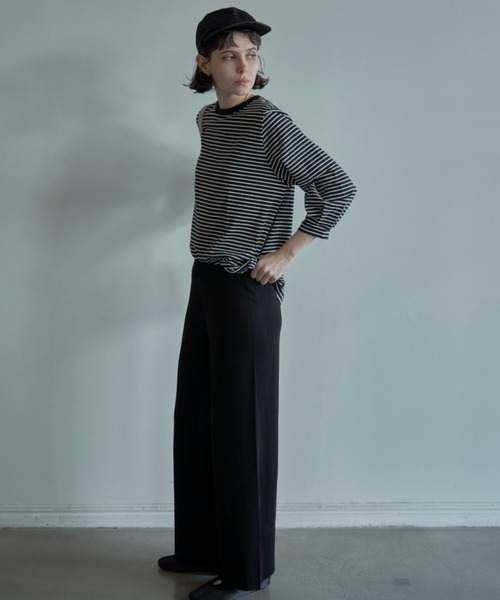 ALORA THE WAY(アロラザウェイ)の「stretch knit wide pants(その他パンツ・レディース・ブラック/ベージュ・FREE)」の3枚目の写真