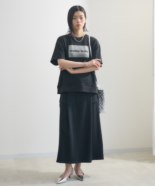 Paradise Picnic(パラダイスピクニック)の「33℃ ラバーブラシプリントプルオーバー(Tシャツ/カットソー・レディース・チャコールグレー/ブラック・FREE)」の3枚目の写真