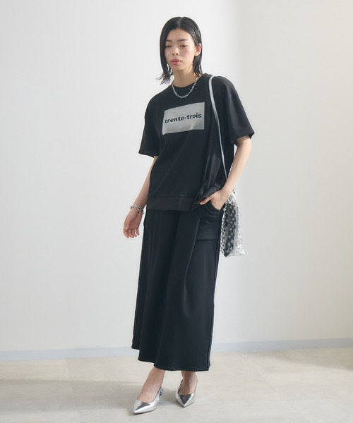 Paradise Picnic(パラダイスピクニック)の「33℃ ラバーブラシプリントプルオーバー(Tシャツ/カットソー・レディース・チャコールグレー/ブラック・FREE)」の5枚目の写真