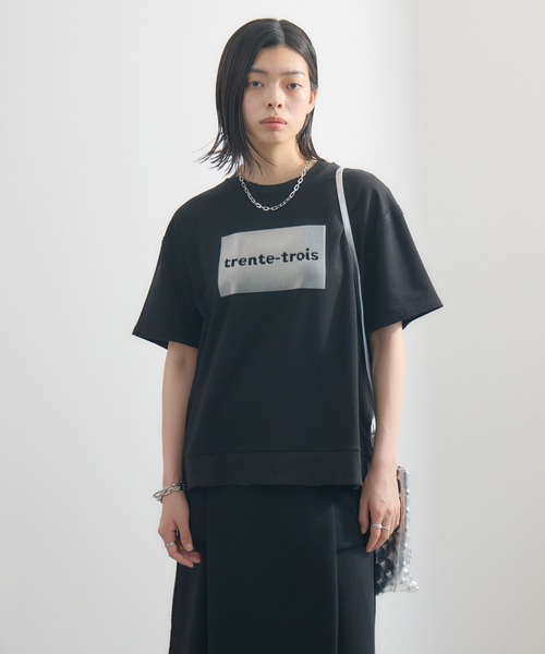 Paradise Picnic(パラダイスピクニック)の「33℃ ラバーブラシプリントプルオーバー(Tシャツ/カットソー・レディース・チャコールグレー/ブラック・FREE)」の7枚目の写真