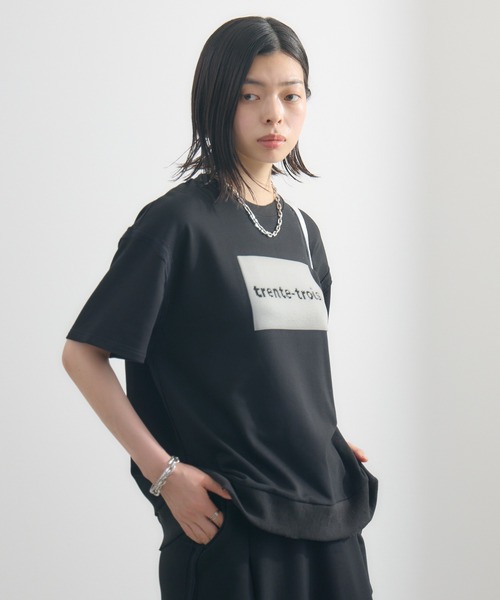 Paradise Picnic(パラダイスピクニック)の「33℃ ラバーブラシプリントプルオーバー(Tシャツ/カットソー・レディース・チャコールグレー/ブラック・FREE)」の8枚目の写真