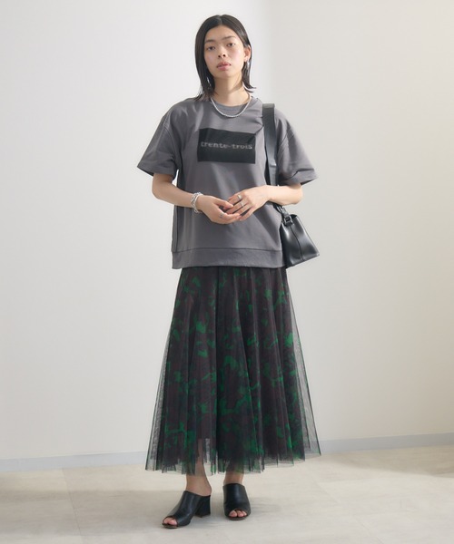 Paradise Picnic(パラダイスピクニック)の「33℃ ラバーブラシプリントプルオーバー(Tシャツ/カットソー・レディース・チャコールグレー/ブラック・FREE)」の12枚目の写真