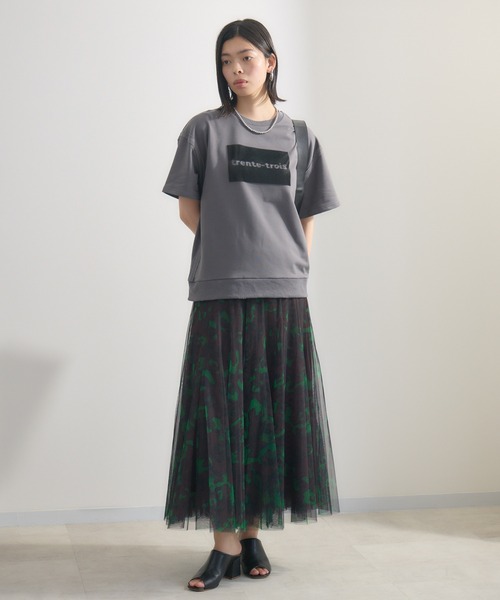 Paradise Picnic(パラダイスピクニック)の「33℃ ラバーブラシプリントプルオーバー(Tシャツ/カットソー・レディース・チャコールグレー/ブラック・FREE)」の13枚目の写真