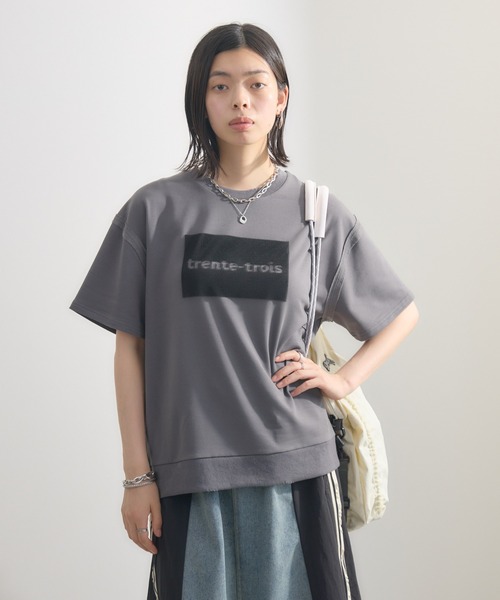Paradise Picnic(パラダイスピクニック)の「33℃ ラバーブラシプリントプルオーバー(Tシャツ/カットソー・レディース・チャコールグレー/ブラック・FREE)」の14枚目の写真