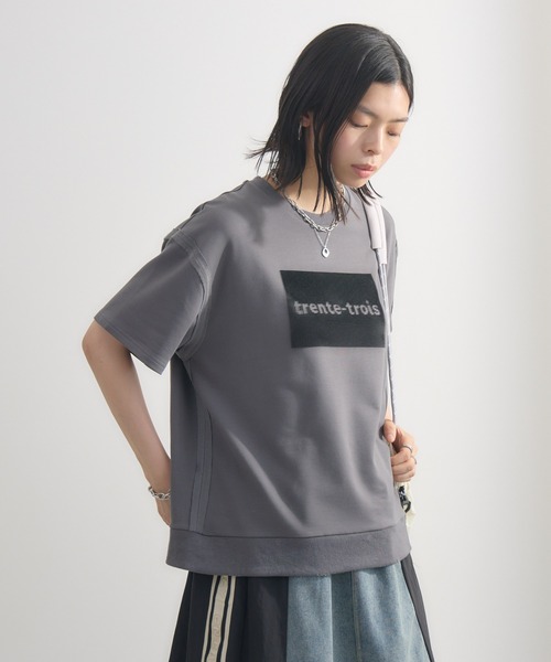 Paradise Picnic(パラダイスピクニック)の「33℃ ラバーブラシプリントプルオーバー(Tシャツ/カットソー・レディース・チャコールグレー/ブラック・FREE)」の15枚目の写真