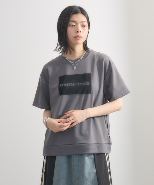 Paradise Picnic(パラダイスピクニック)の「33℃ ラバーブラシプリントプルオーバー(Tシャツ/カットソー・レディース・チャコールグレー/ブラック・FREE)」の17枚目の写真