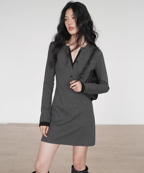 ワンピース・ヴァーニ半袖　黒×緑　M 楽天市場】ワンピース ：ケリー Xライン Vネック 無地