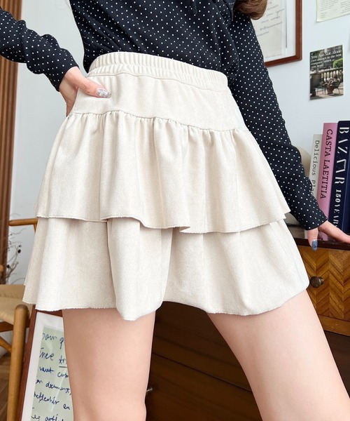 セール】スエードティアードミニスカパン（スカート）｜moment+