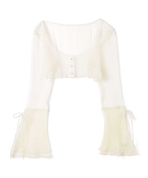 M DOLLY(エムドリー)の「*M DOLLY original* sheer pleats cardigan/シアープリーツカーディガン(カーディガン/ボレロ・レディース・アイボリー/ブラック・FREE)」の13枚目の写真
