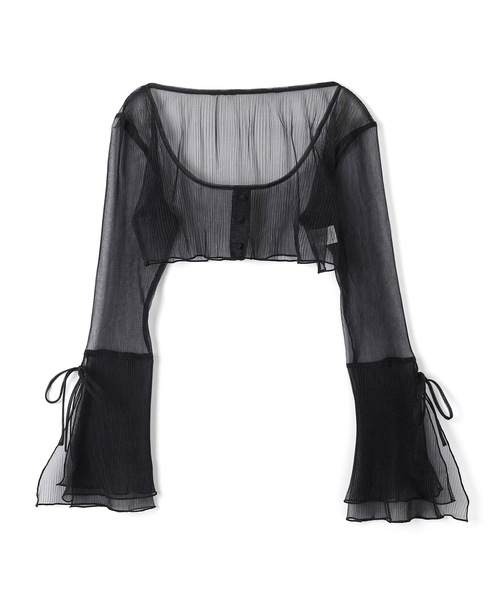 M DOLLY(エムドリー)の「*M DOLLY original* sheer pleats cardigan/シアープリーツカーディガン(カーディガン/ボレロ・レディース・アイボリー/ブラック・FREE)」の14枚目の写真