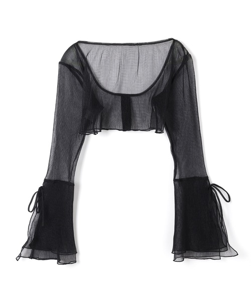 M DOLLY(エムドリー)の「*M DOLLY original* sheer pleats cardigan/シアープリーツカーディガン(カーディガン/ボレロ・レディース・アイボリー/ブラック・FREE)」の15枚目の写真