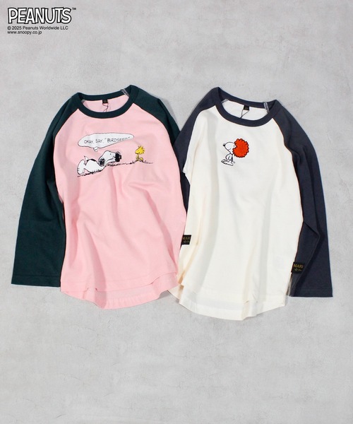 PEANUTS（ピーナッツ）の「【PEANUTS】スヌーピーラグランロンＴ（Tシャツ/カットソー・キッズ・ピンク/オフホワイト・80/90/95/100/110/120/130/140/150）」の7枚目の写真