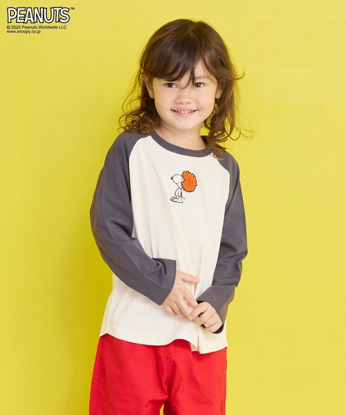 PEANUTS（ピーナッツ）の「【PEANUTS】スヌーピーラグランロンＴ（Tシャツ/カットソー・キッズ・ピンク/オフホワイト・80/90/95/100/110/120/130/140/150）」の10枚目の写真