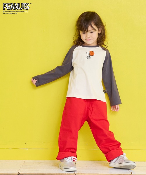 PEANUTS（ピーナッツ）の「【PEANUTS】スヌーピーラグランロンＴ（Tシャツ/カットソー・キッズ・ピンク/オフホワイト・80/90/95/100/110/120/130/140/150）」の12枚目の写真