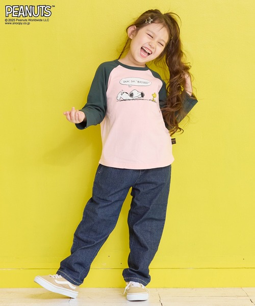 PEANUTS（ピーナッツ）の「【PEANUTS】スヌーピーラグランロンＴ（Tシャツ/カットソー・キッズ・ピンク/オフホワイト・80/90/95/100/110/120/130/140/150）」の17枚目の写真