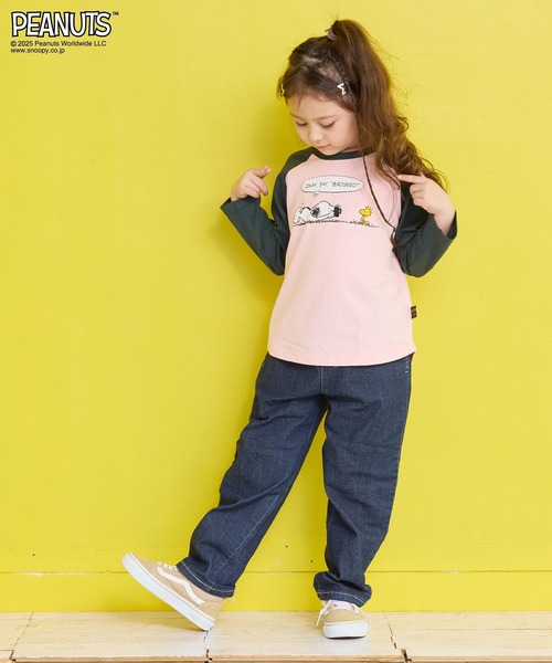 PEANUTS（ピーナッツ）の「【PEANUTS】スヌーピーラグランロンＴ（Tシャツ/カットソー・キッズ・ピンク/オフホワイト・80/90/95/100/110/120/130/140/150）」の18枚目の写真