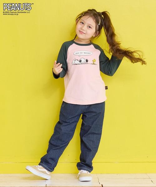 PEANUTS（ピーナッツ）の「【PEANUTS】スヌーピーラグランロンＴ（Tシャツ/カットソー・キッズ・ピンク/オフホワイト・80/90/95/100/110/120/130/140/150）」の19枚目の写真