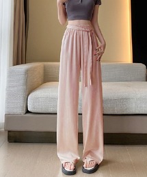 夏服 ワイドパンツ サマーパンツ ストレート ウエストゴム ズボン ゆったり リラックスパンツ