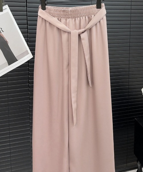 shoppinggo(ショッピングゴー)の「夏服 ワイドパンツ サマーパンツ ストレート ウエストゴム ズボン ゆったり リラックスパンツ(スラックス・レディース・ベージュ/キャメル/ピンク/グレー/カーキ/ブラック・M)」の10枚目の写真