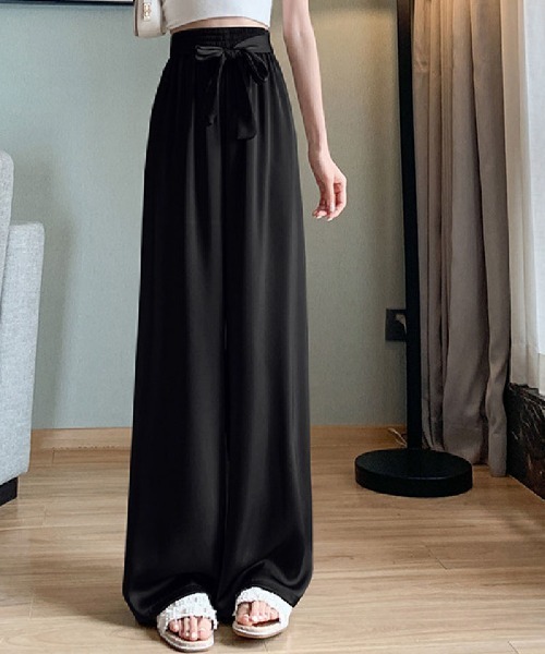 shoppinggo(ショッピングゴー)の「夏服 ワイドパンツ サマーパンツ ストレート ウエストゴム ズボン ゆったり リラックスパンツ(スラックス・レディース・ベージュ/キャメル/ピンク/グレー/カーキ/ブラック・M)」の9枚目の写真