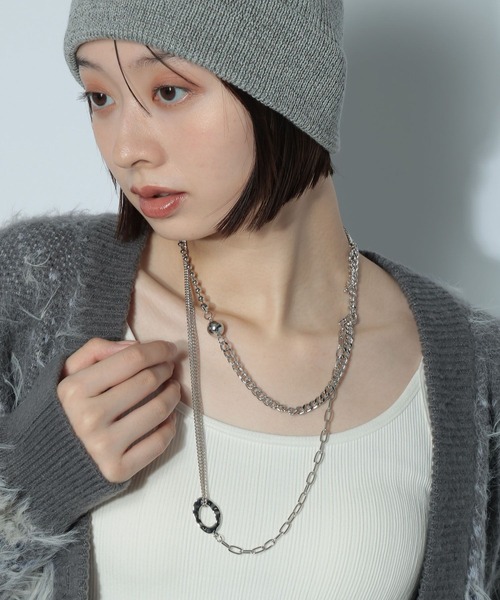PAGEBOY(ページボーイ)の「チェーン2連ネックレス(ネックレス・レディース・ブラック/シルバー・FREE)」の5枚目の写真