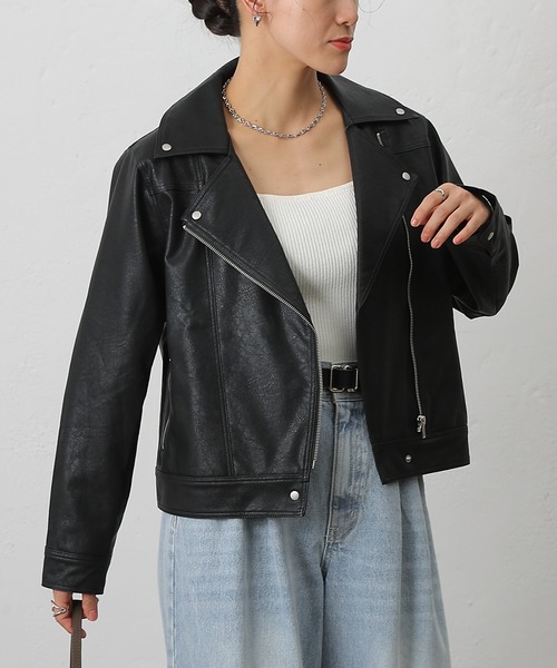 セール】フェイクレザーライダース（ライダースジャケット）｜COLONY
