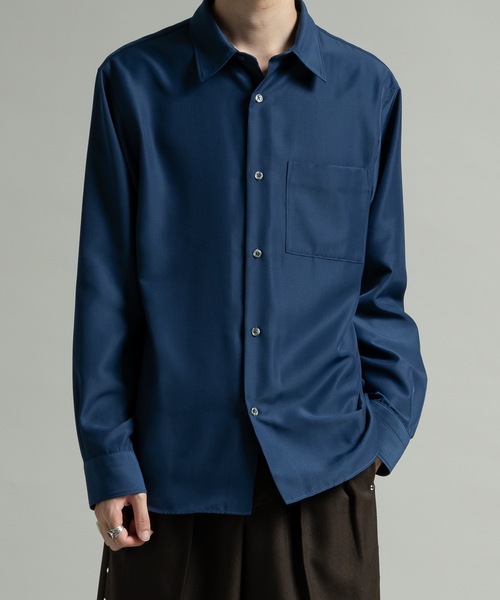 CASPER JOHN（キャスパージョン）の「Imitation cupra sharp shirts / イミテーションキュプラシャープシャツ（シャツ/ブラウス・メンズ・ブラック/ホワイト/ブルー/チャコールグレー・SMALL/X-SMALL/LARGE/MEDIUM）」の4枚目の写真