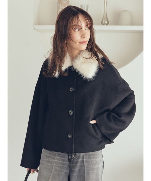 2wayファーカラーリバーショートコート（チェスターコート）｜Mila