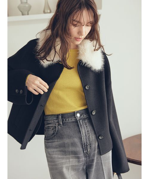 2wayファーカラーリバーショートコート（チェスターコート）｜Mila