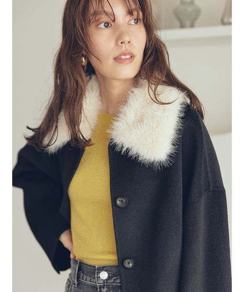 2wayファーカラーリバーショートコート（チェスターコート