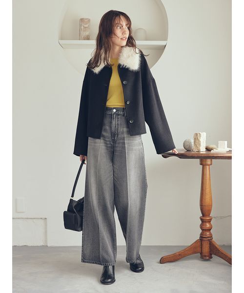 2wayファーカラーリバーショートコート（チェスターコート）｜Mila