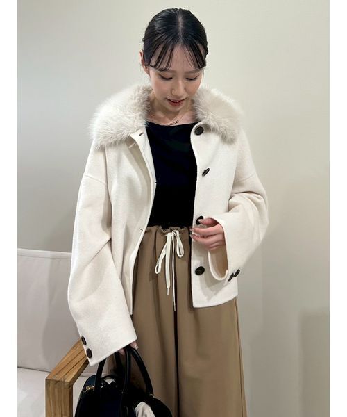 セール】2wayファーカラーリバーショートコート（チェスターコート