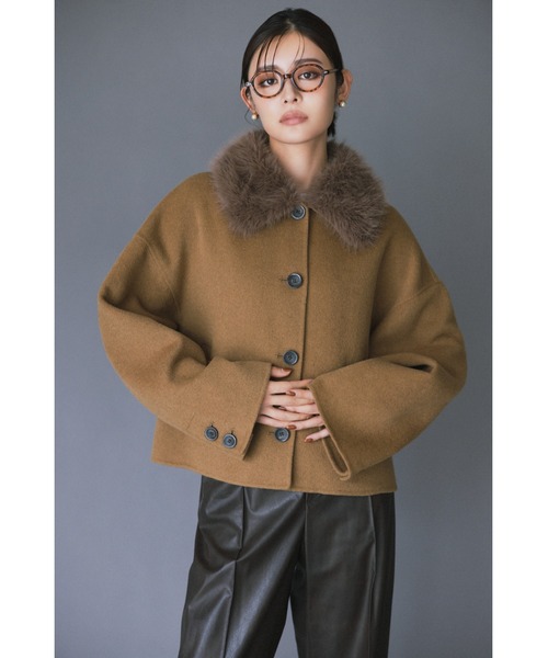 2wayファーカラーリバーショートコート（チェスターコート