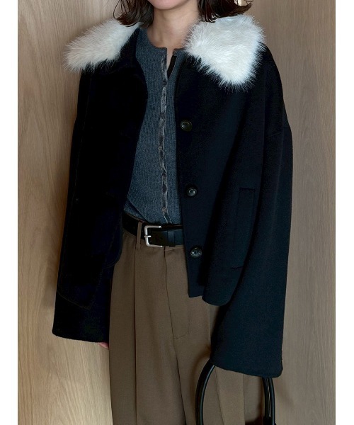 Mila Owen　2wayファーカラーリバーショートコート セール】2wayファーカラーリバーショートコート（チェスターコート