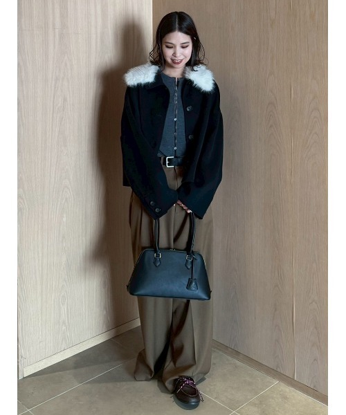 セール】2wayファーカラーリバーショートコート（チェスターコート