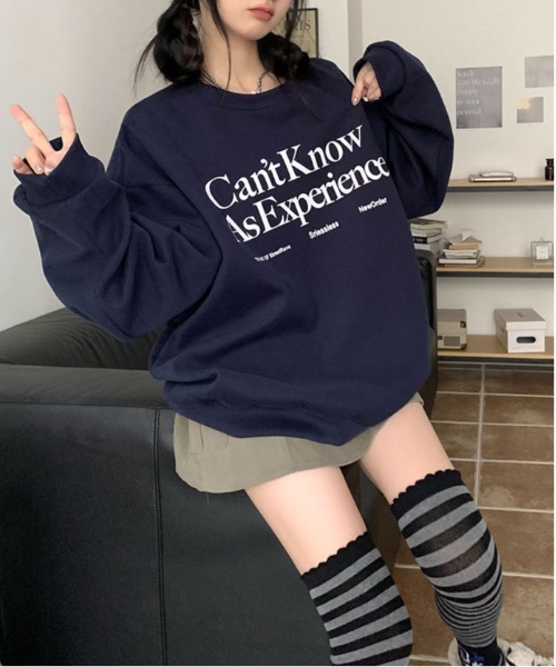WEGO(ウィゴー)の「WEGO/レターロゴスウェット/ロンT(スウェット・レディース・オフホワイト/ネイビー・MEDIUM/LARGE)」の9枚目の写真